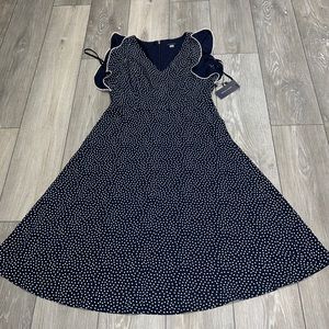 NWT  Tommy Hilfiger Womens Polka Dot Dress Size 10 Navy Blue/ White Sleeveless